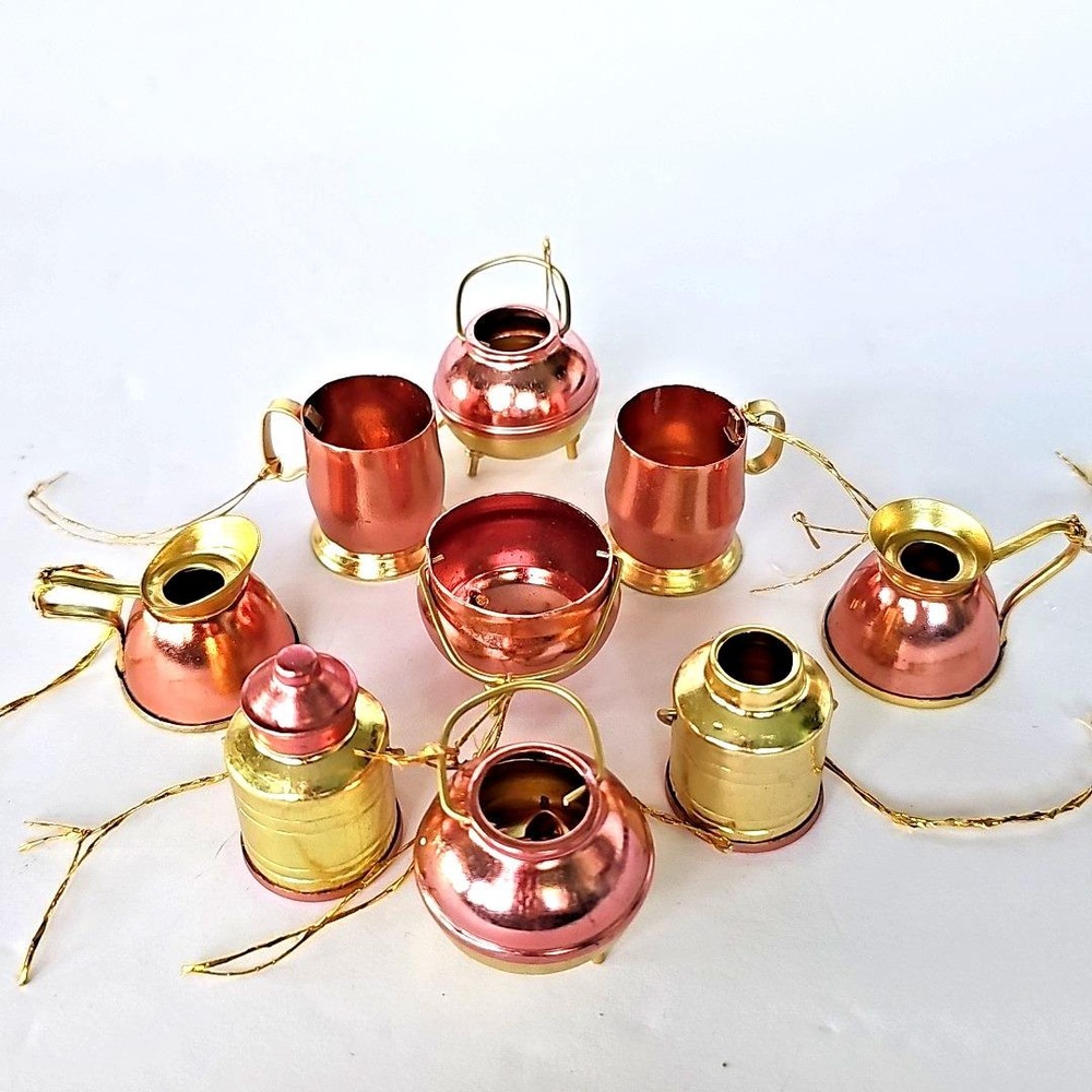 Vtg Dollhouse Miniature Gold Rose Cookware Accessories Ornaments Set Of 9 - 1742